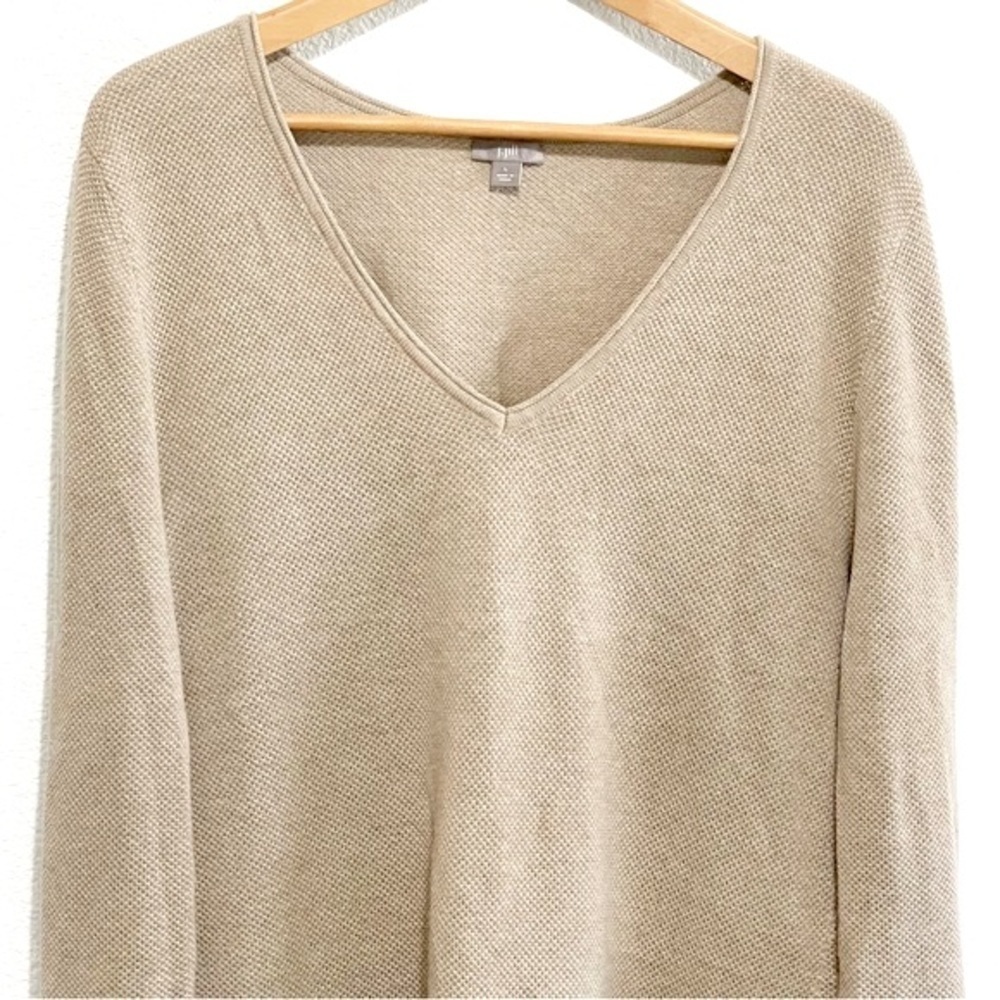 J.Jill Woman Tan Cream V-Neck Sweater Size L - Picture 4 of 13